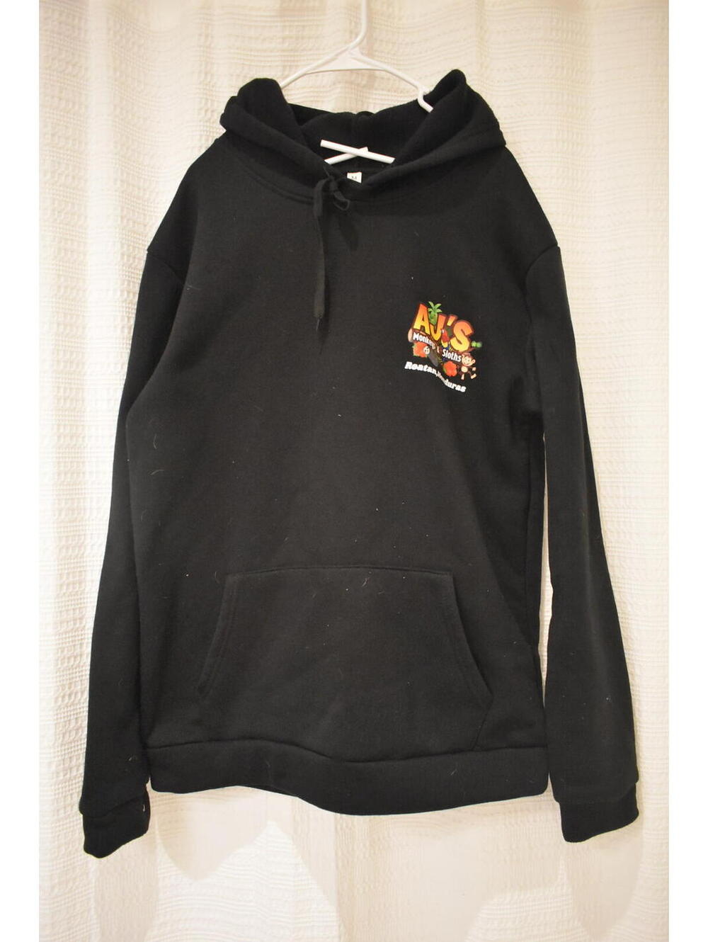 AJ's Monkeys & Sloths Roatan Honduras Black Hoodie Sweatshirt Medium